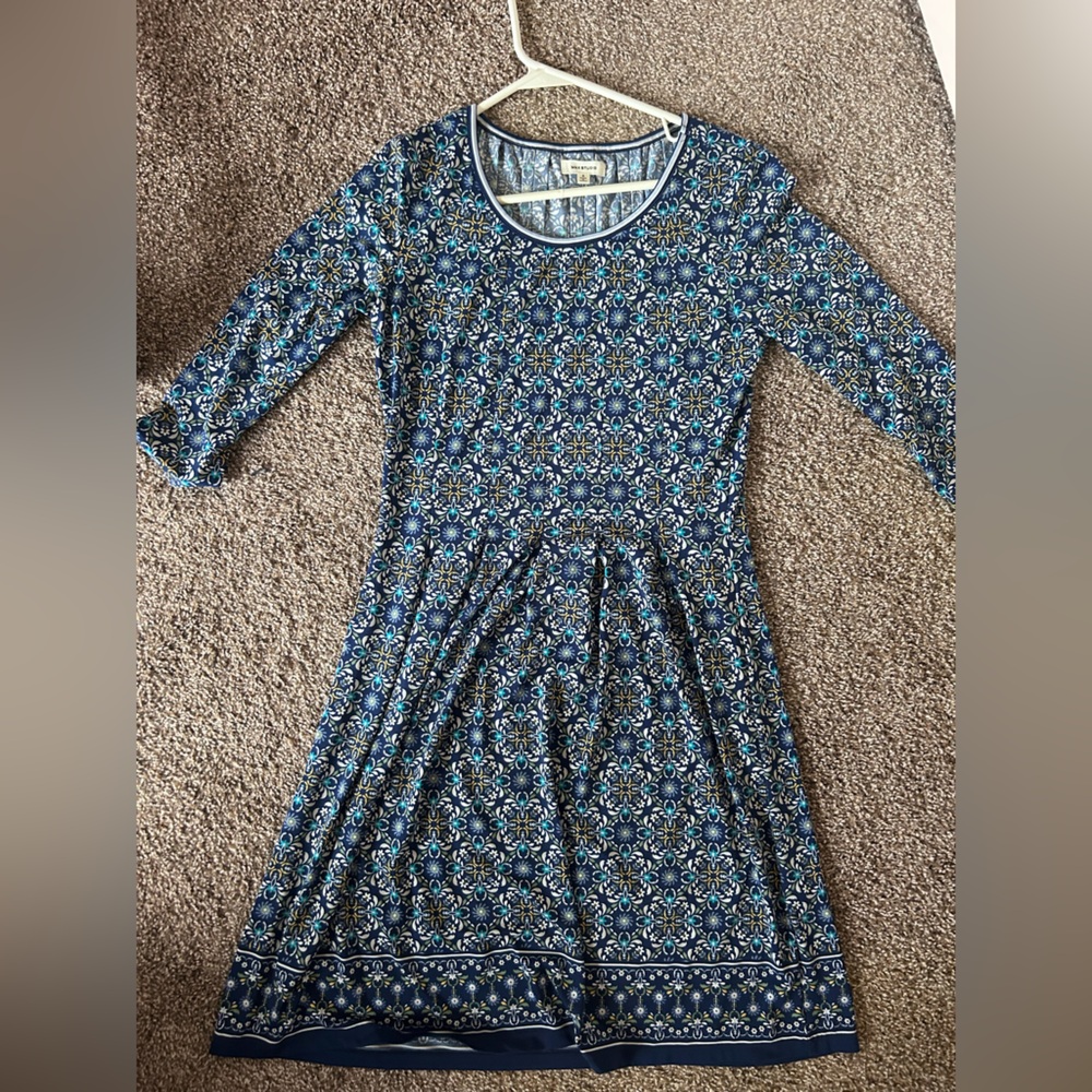Elegant Blue Patterned Women's Dress